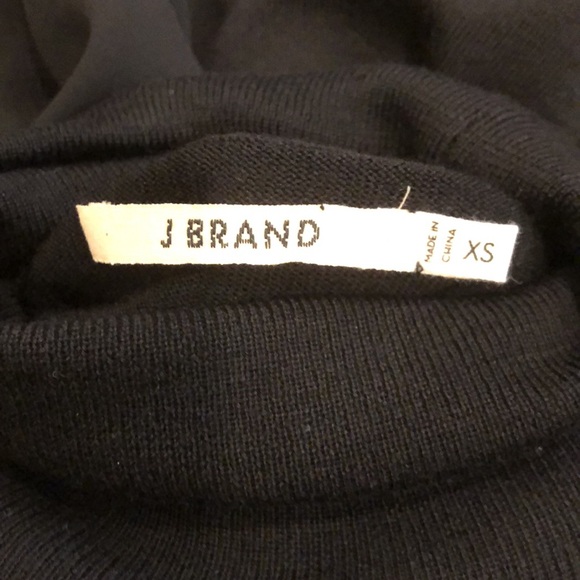 New J Brand 100% merino wool turtleneck back silky semi sheer panel sweater - Picture 8 of 10